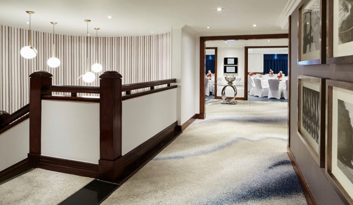 Westmacott Suite corridor at London Marriott, ideal for meetings and events.