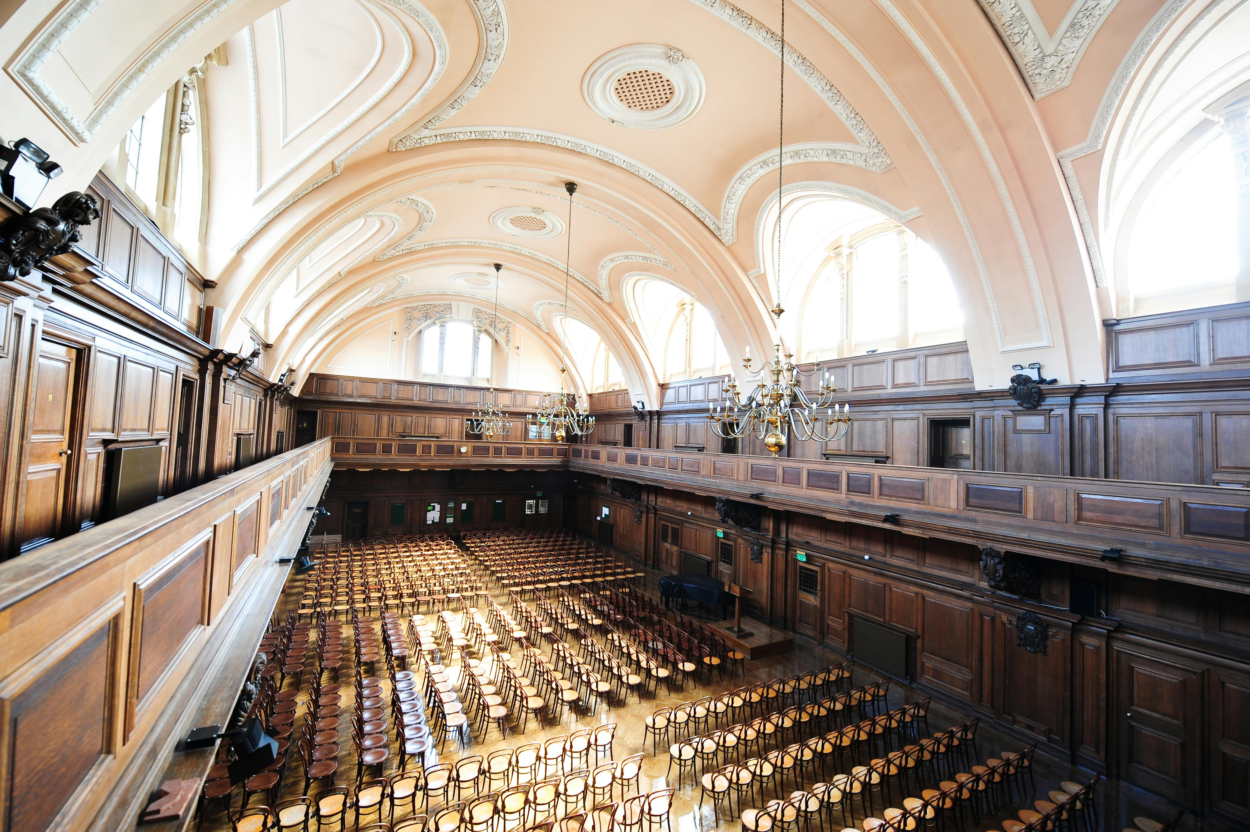 Elegant Great Hall at UCS Venues, featuring high ceilings for conferences and seminars.