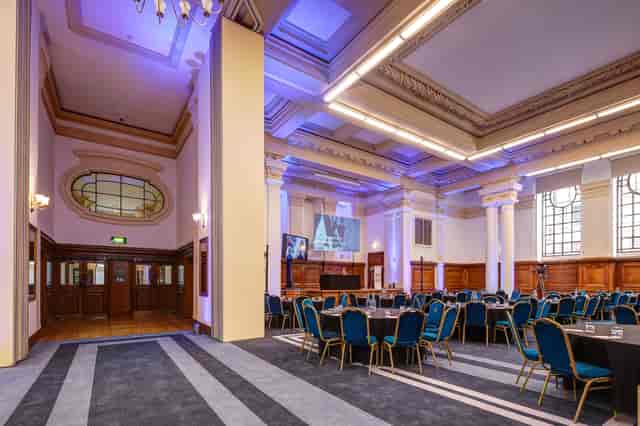 Lecture Hall in Central Hall Westminster, elegant venue for conferences and formal gatherings.