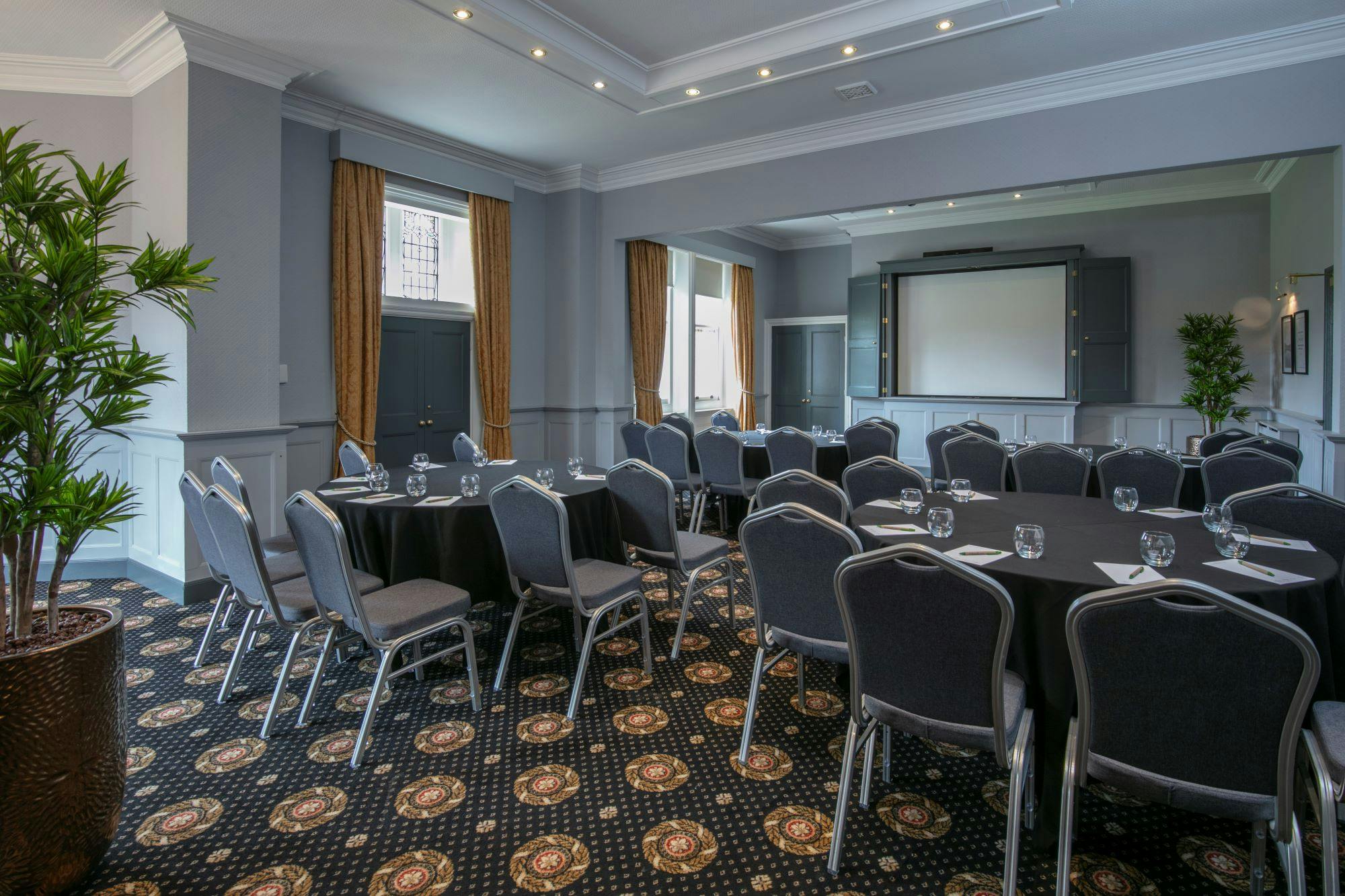 Bracebridge Room at Moor Hall Hotel, ideal for corporate events with elegant decor.