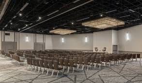 Imperial Ballroom at Hyatt Regency Houston, spacious venue for conferences with elegant chandeliers.