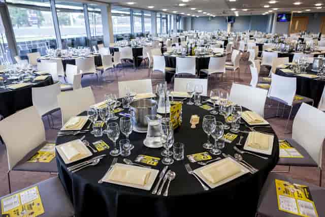 Elegant dining setup in The Grace Room, Bristol Pavilion for corporate events.
