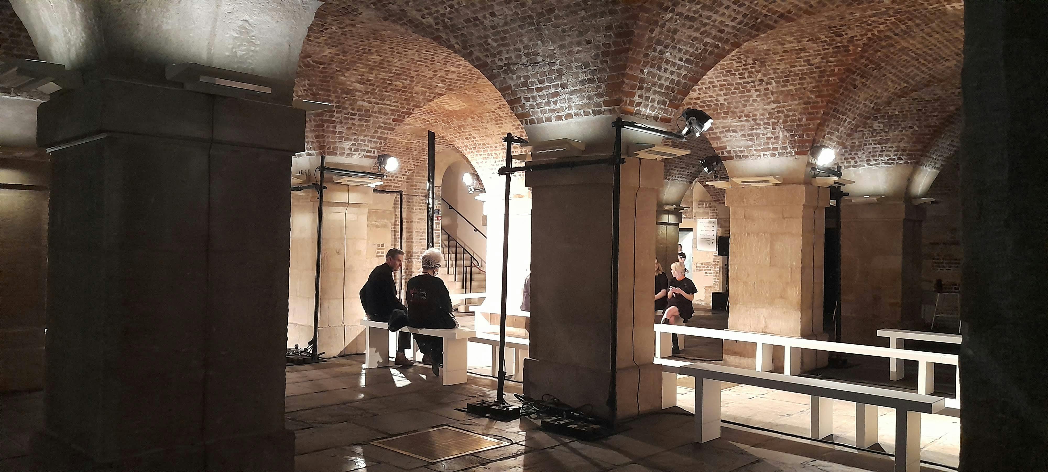 Historic Crypt venue with exposed brick arches, ideal for intimate gatherings and discussions.