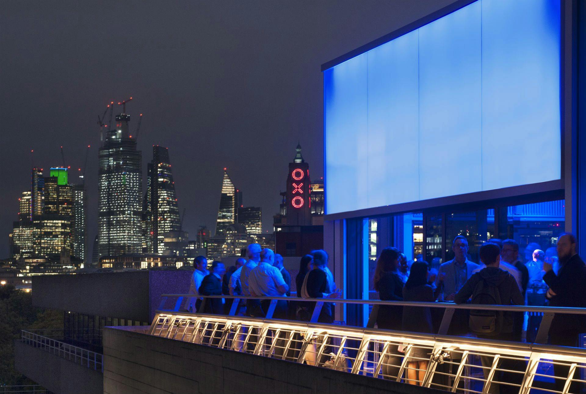 Buffini Chao Deck rooftop event space with city skyline, perfect for corporate gatherings.
