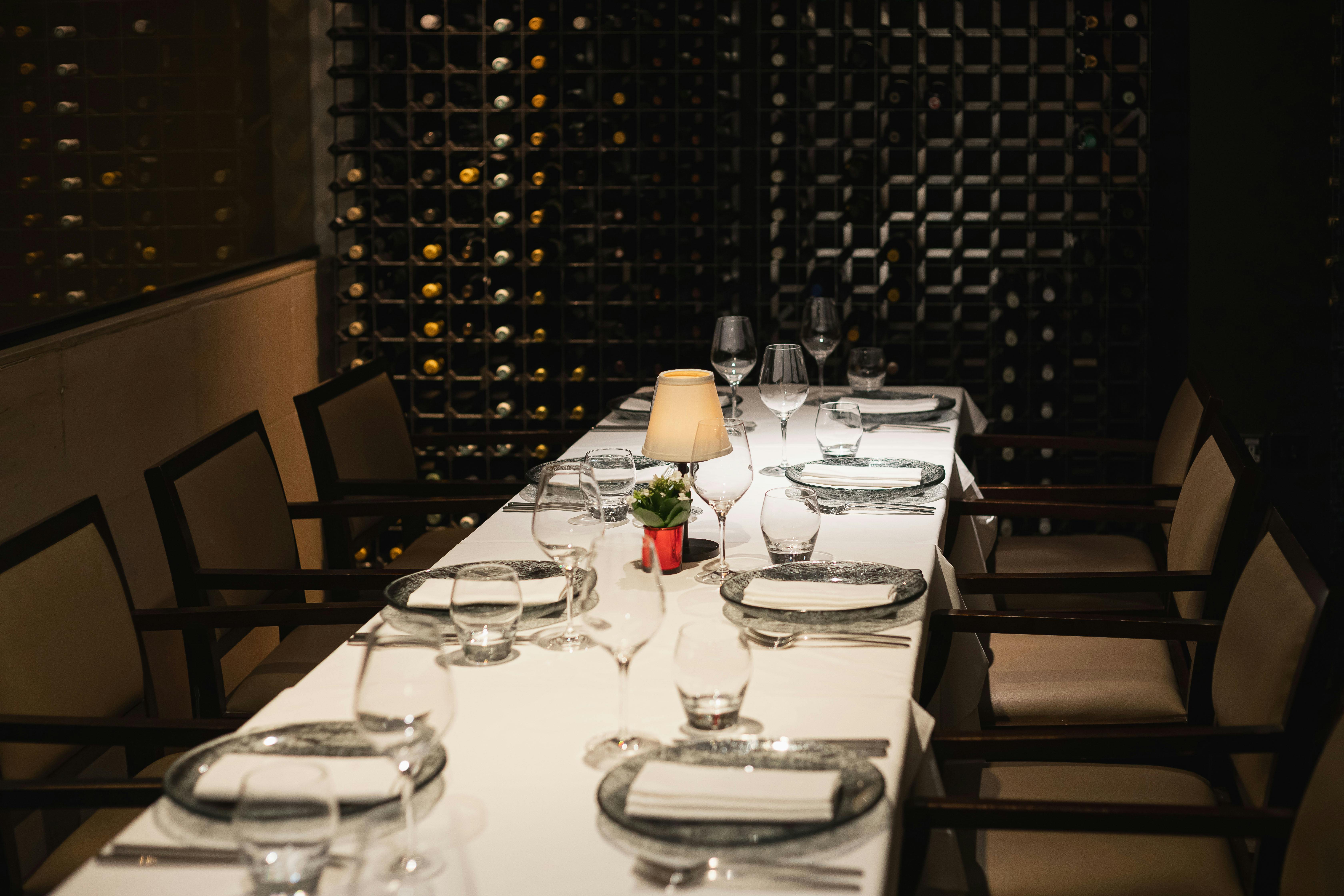 Elegant dining table in Sommelier's Private Room, ideal for upscale events and meetings.