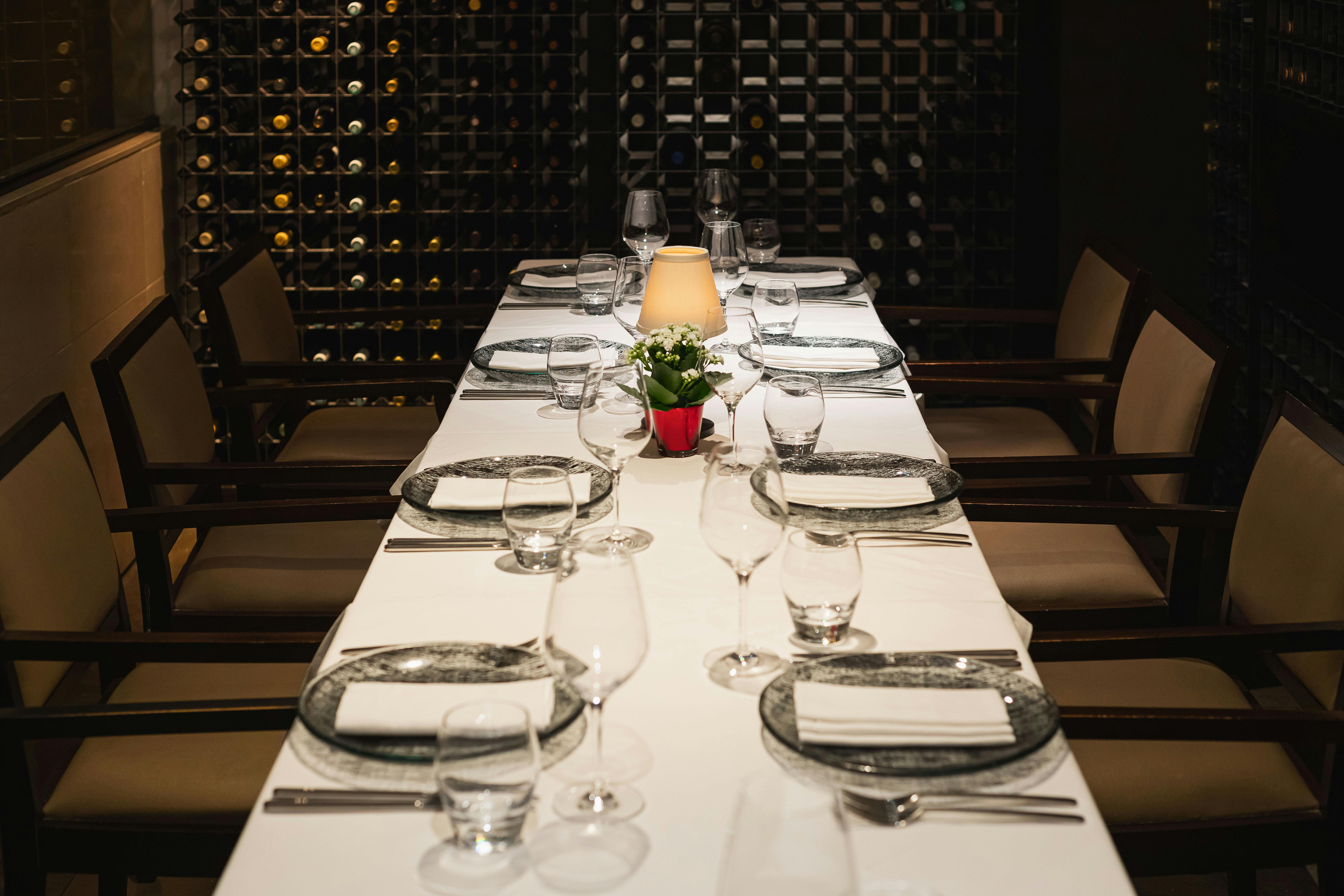 Elegant dining table in Sommelier's Private Room, perfect for exclusive events and meetings.