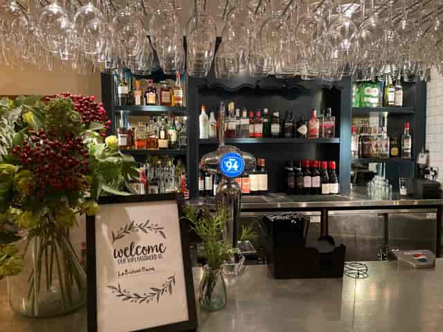 Clopton Room bar at Bistrot Pierre, elegant setup for networking events and gatherings.