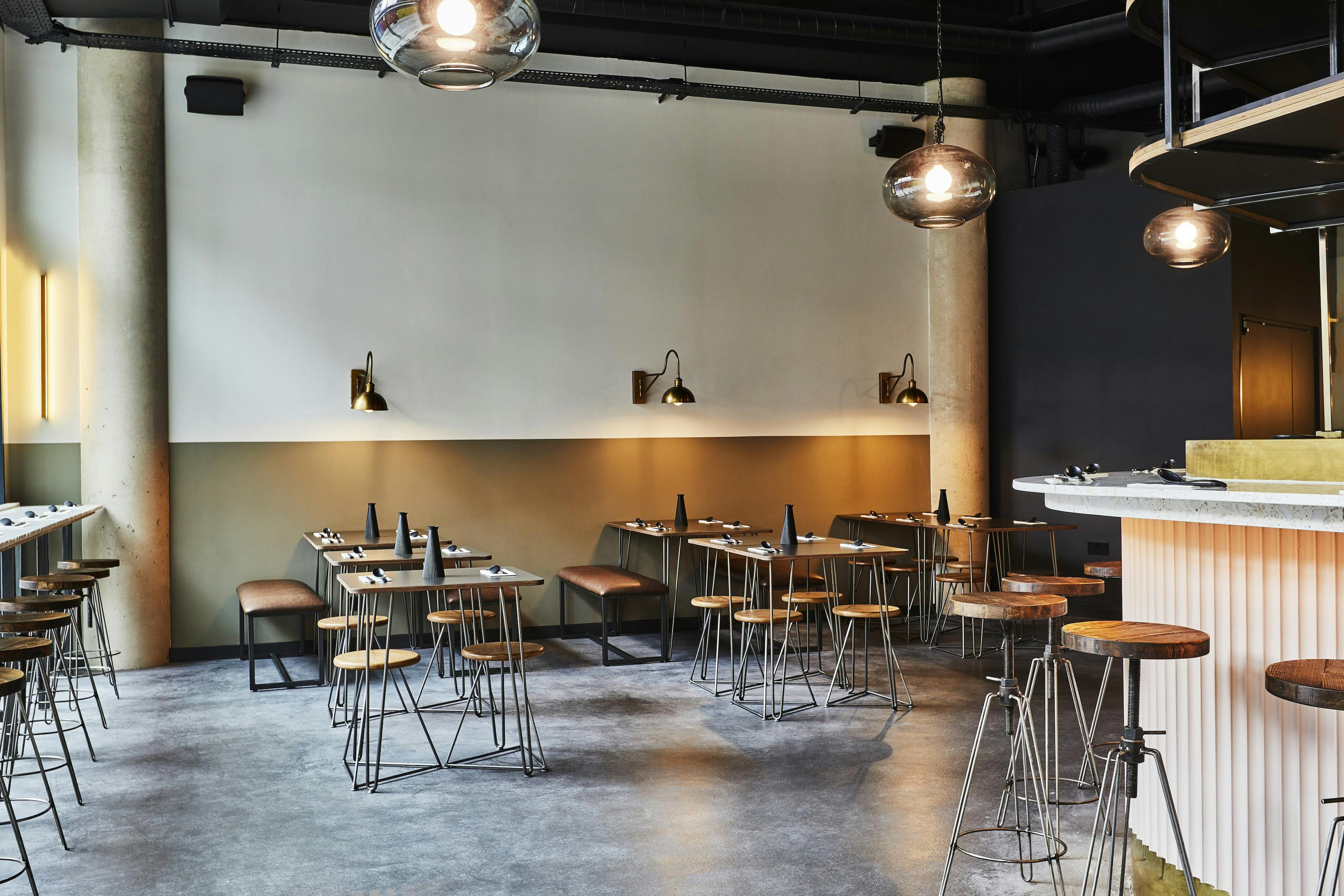 Modern minimalist restaurant in Ealing, ideal for intimate gatherings and events.