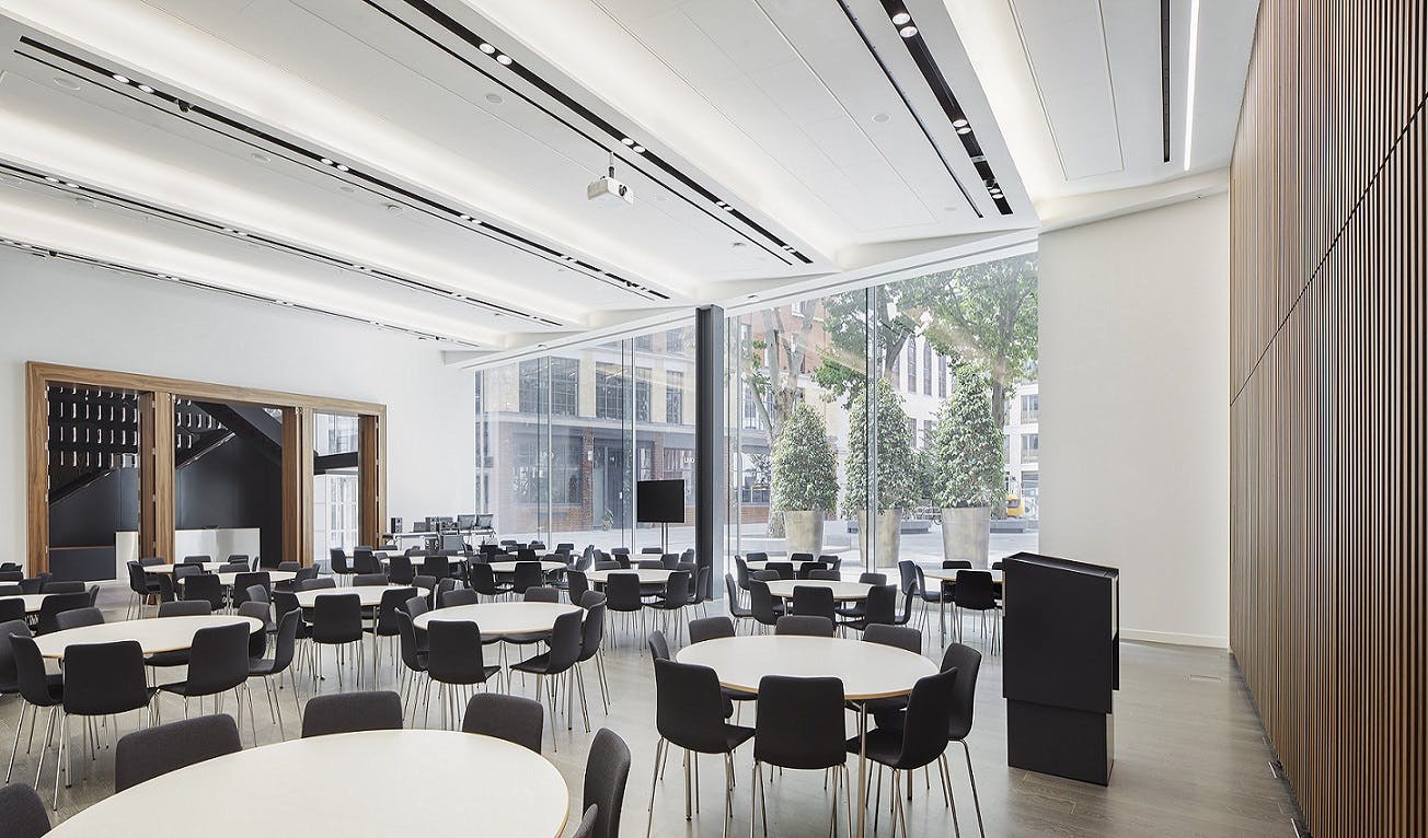 Grand Hall at London Conference Centre, modern event space for corporate meetings and conferences.