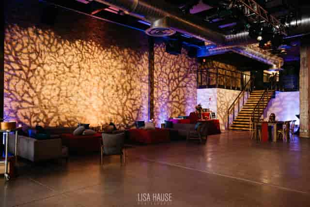 Versatile event space at 800 Congress with creative lighting for networking and gatherings.
