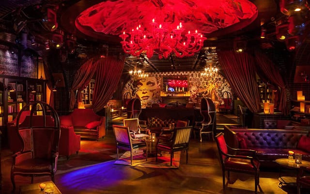 Semi-private dining room at LAVO, featuring plush seating for upscale events and gatherings.
