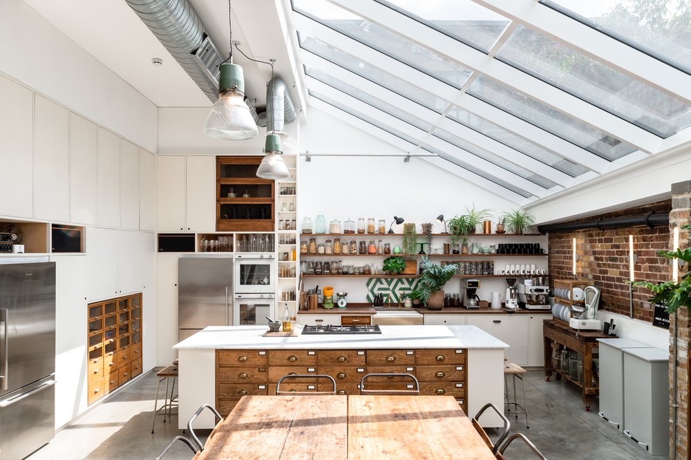 Bright kitchen in Paper Mill Studio, ideal for culinary events and workshops. - Banner