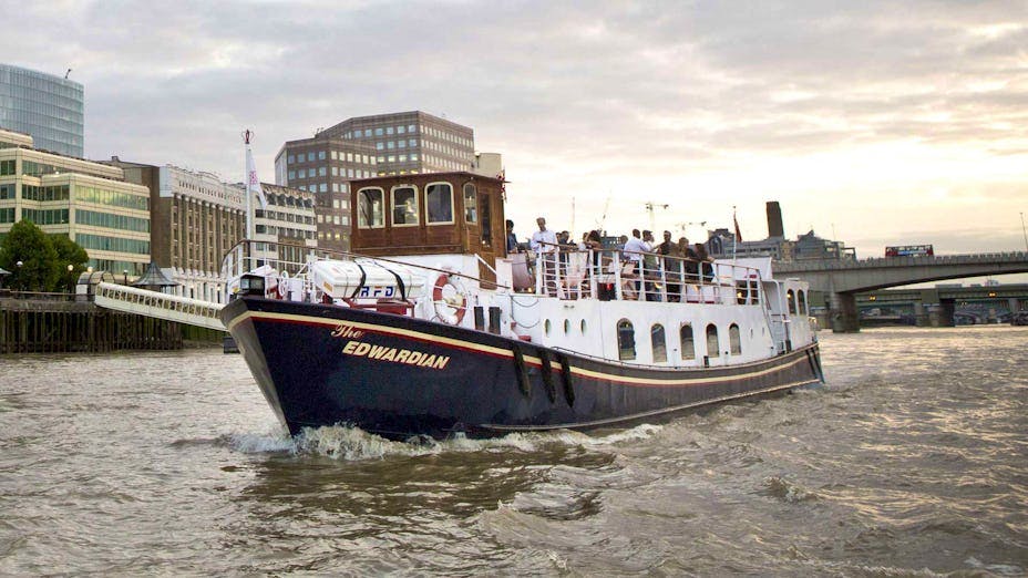 Private event boat on Thames, perfect for corporate gatherings and celebrations.