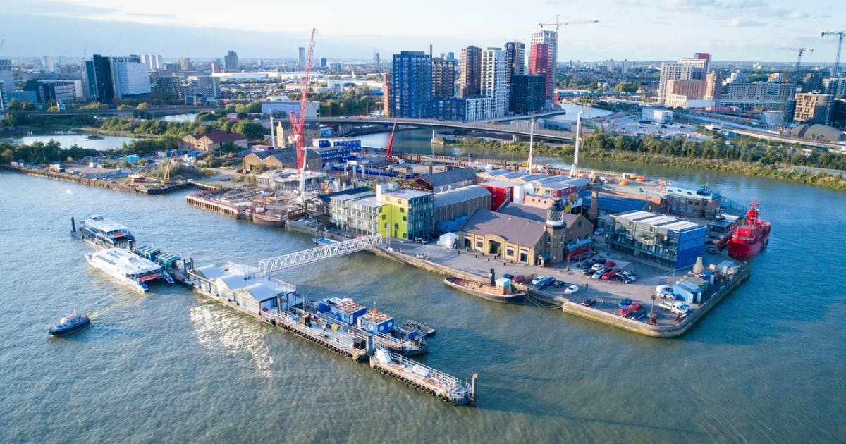 Handel Opera Studio at Trinity Buoy Wharf, modern waterfront venue for events.