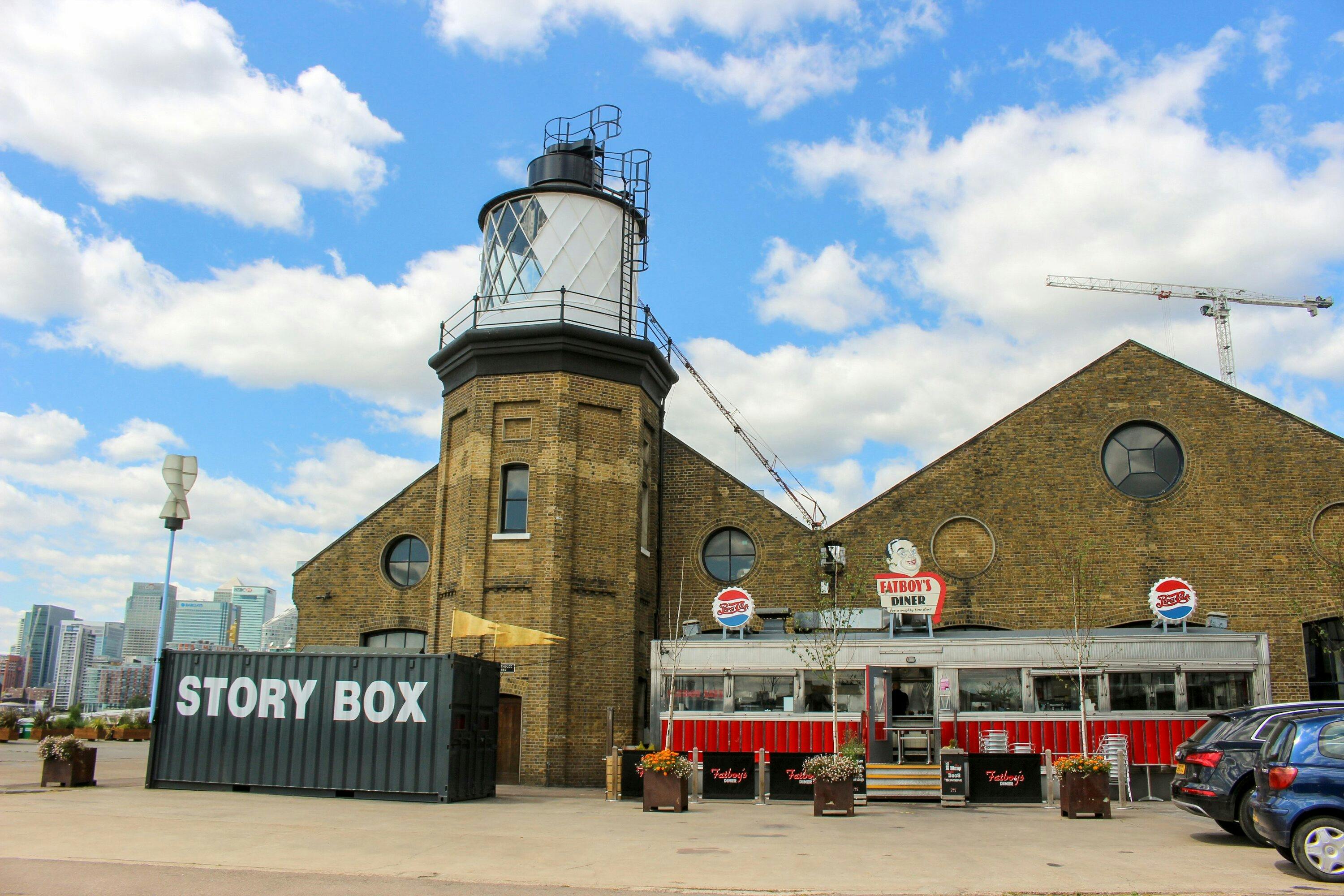 Music Boxes at Trinity Buoy Wharf: industrial venue with lighthouse for events.