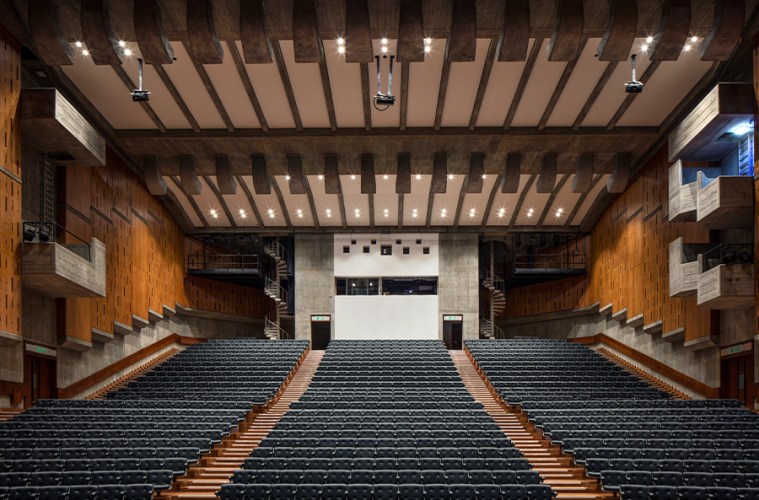 Purcell Room auditorium with tiered seating, ideal for conferences and presentations. - Banner
