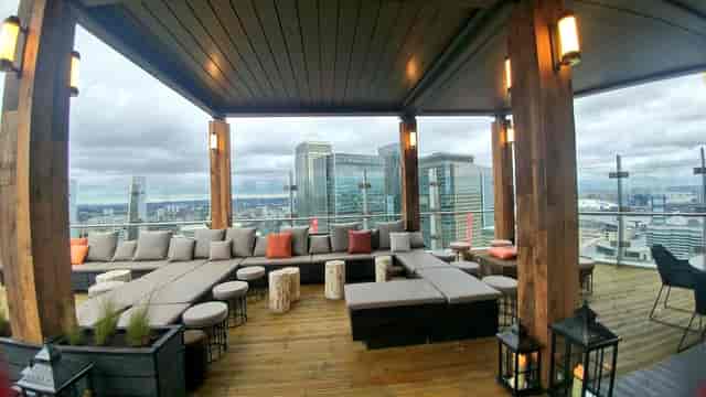 Stylish rooftop terrace at Bōkan 38 Bar, ideal for networking events and gatherings.