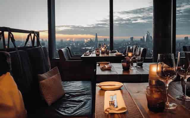 Rooftop Terrace at Bōkan 38 Bar, elegant dining space for upscale events and corporate dinners.