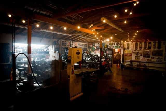 Ole Smokey Stage with warm string lights, perfect for themed events and gatherings.