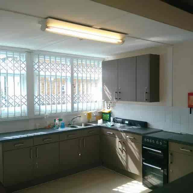Alpha Grove Community Centre breakroom, industrial features for community event venue hire.