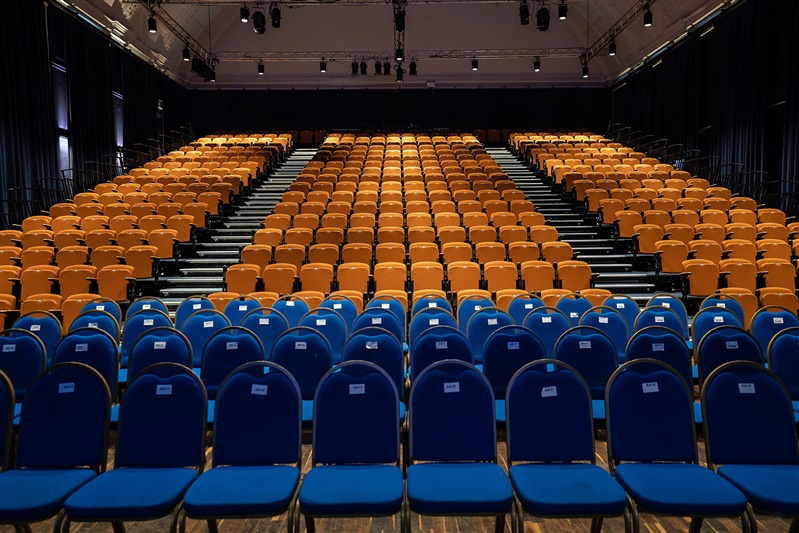 Rehearsals at Blackheath Halls with tiered seating for conferences and presentations.
