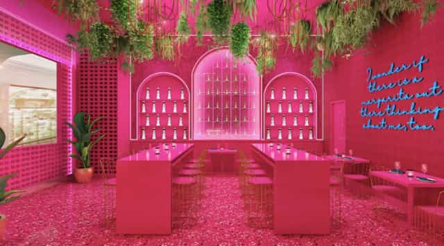 Pink Suprema Room at Rosa Mexicano, vibrant event space for networking and celebrations.