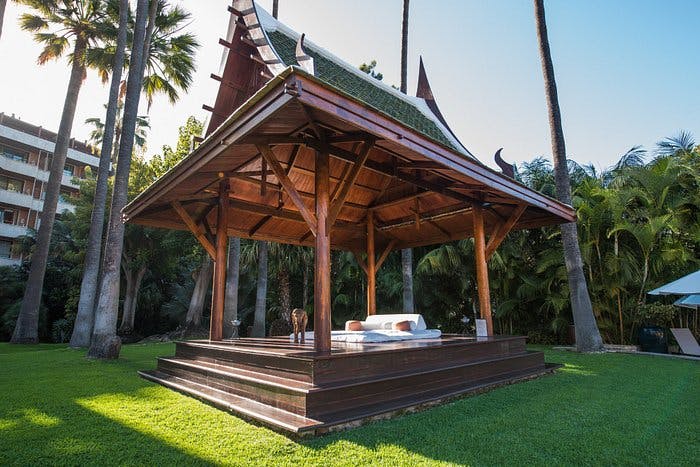 Outdoor pavilion at The Oriental Restaurant, ideal for workshops and retreats.