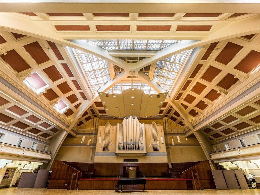 Atrium at Goldsmiths, University of London: elegant venue with vaulted ceiling for events.