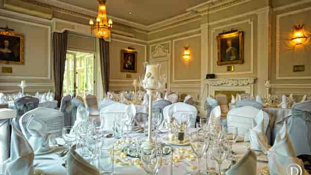 Elegant banquet room at West Lodge Park Hotel, ideal for weddings and corporate events.