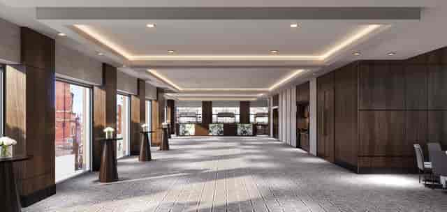 Posstmaster Suite B at The Parkgate Hotel, spacious event space with large windows.