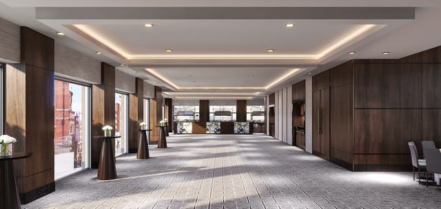 Posstmaster Suite B at The Parkgate Hotel, spacious event space with large windows.