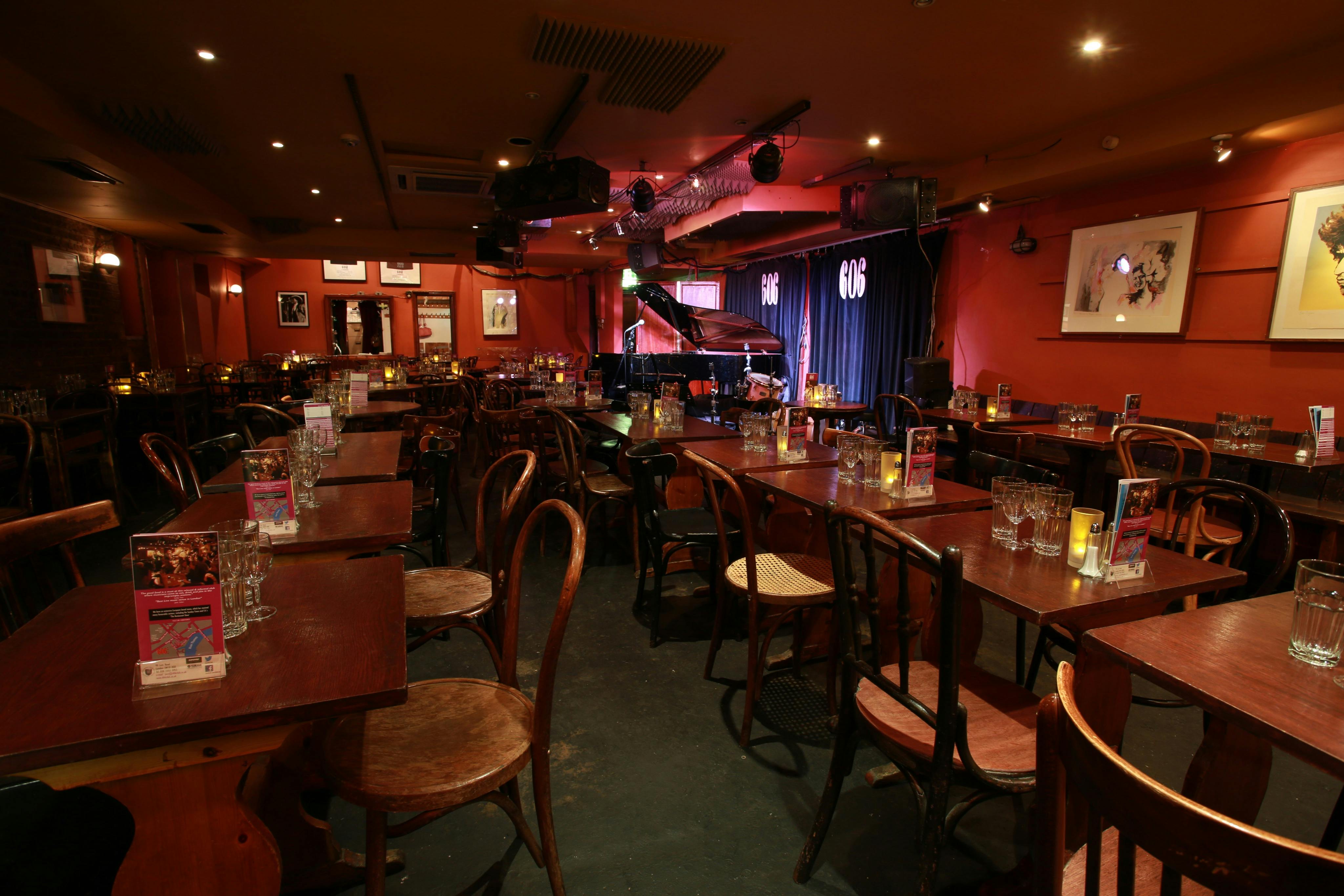 Cozy 606 Club venue with warm lighting, ideal for live events and gatherings.