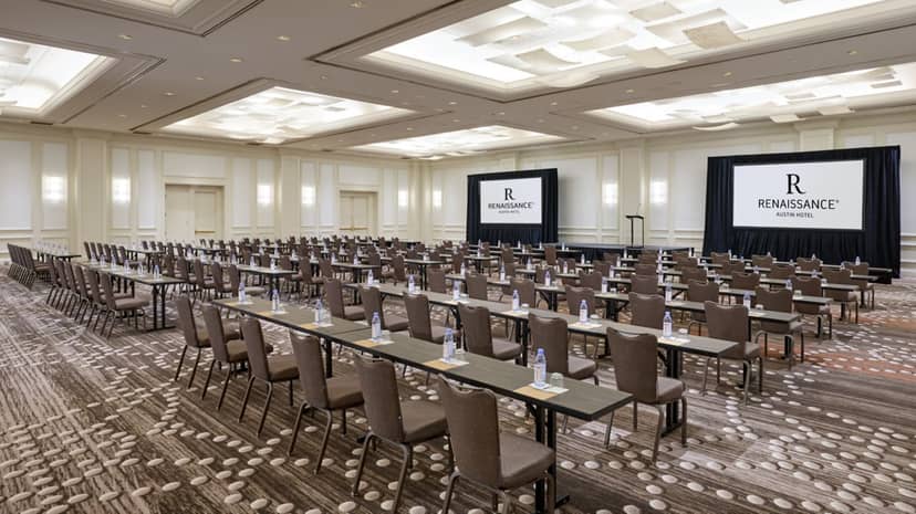 Grand Ballroom at Renaissance Austin, classroom setup for professional conferences and events.