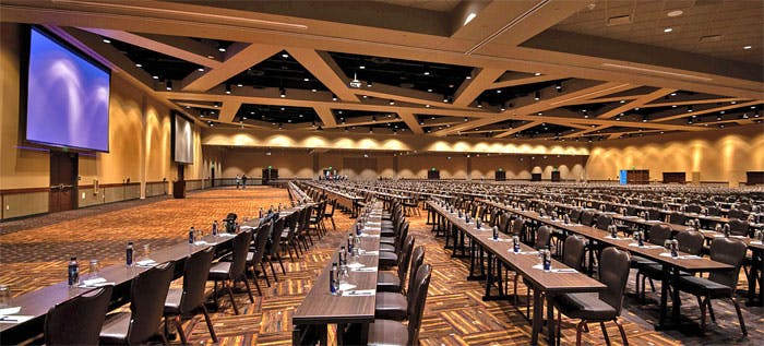 Spacious conference hall at Kalahari Resort, ideal for workshops and presentations.