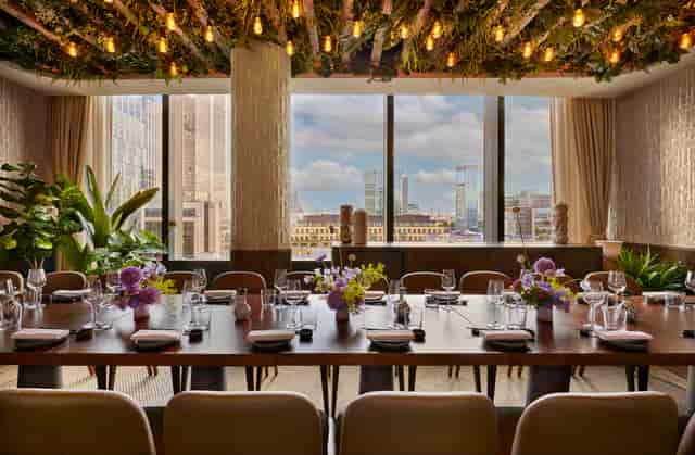 Private dining room in Los Mochis London, elegant table setup for corporate events.