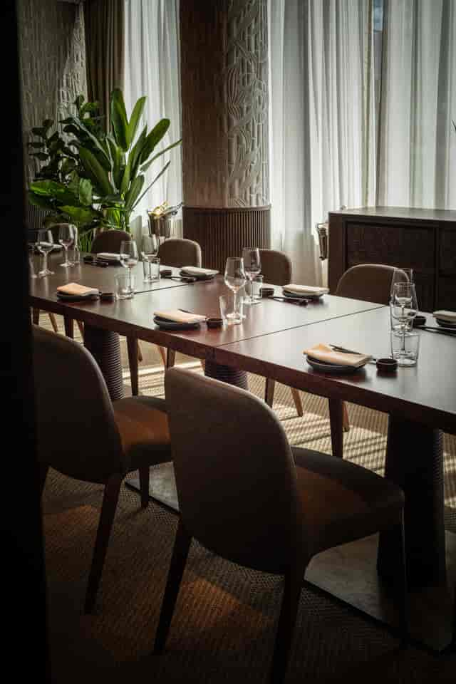 Private dining room in Los Mochis London, elegant table setting for corporate events.