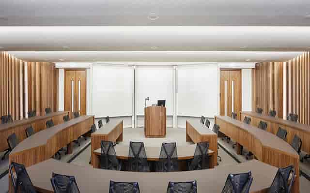 Modern Executive Education Classroom in London, ideal for corporate events and presentations.