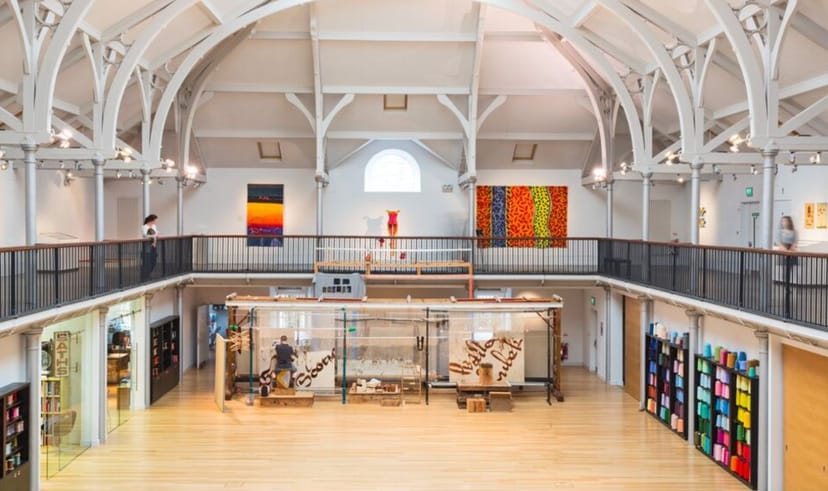 Weaving Floor at Dovecot Studios: spacious venue for events, workshops, and exhibitions.