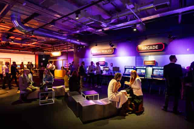Power Up tech event, VR, arcade, modern