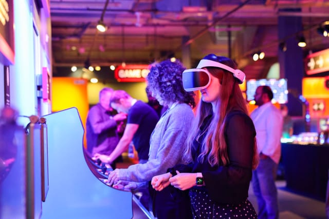 VR team building event at Science Museum, arcade gaming
