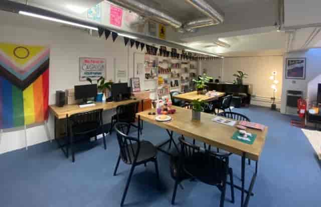 Stifford Community Centre meeting space with vibrant decor for workshops and events.
