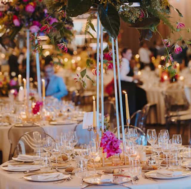 Elegant dining setup at Lisboa Hall, perfect for sophisticated events and celebrations.