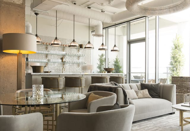 Modern lounge area in Hills Penthouse, ideal for networking events and meetings.