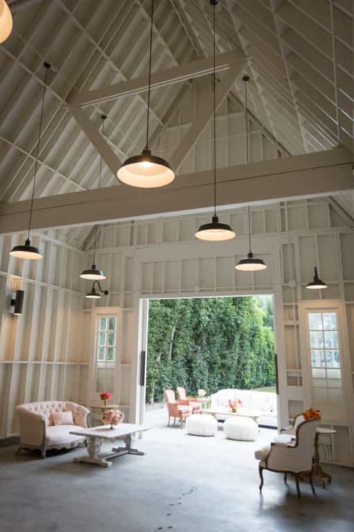 Modern rustic barn venue with high ceilings for workshops and receptions.