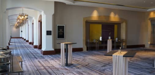 Elegant corridor at Upstairs at the Gwen, perfect for networking events and meetings.
