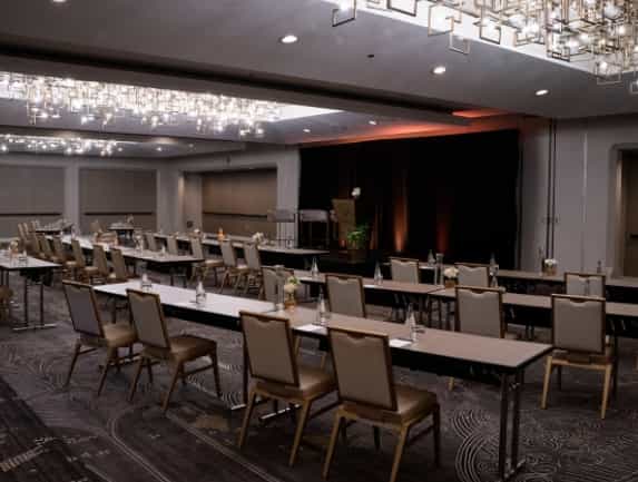 Elegant meeting space at Upstairs at the Gwen, ideal for professional gatherings and events.