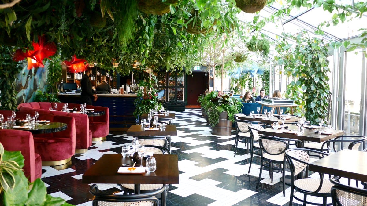 Vibrant SUSHISAMBA Covent Garden terrace with lush greenery for elegant events.