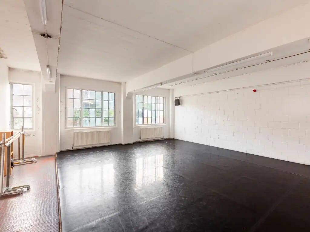 Spacious, well-lit event space in The Drum Labs for workshops and gatherings.
