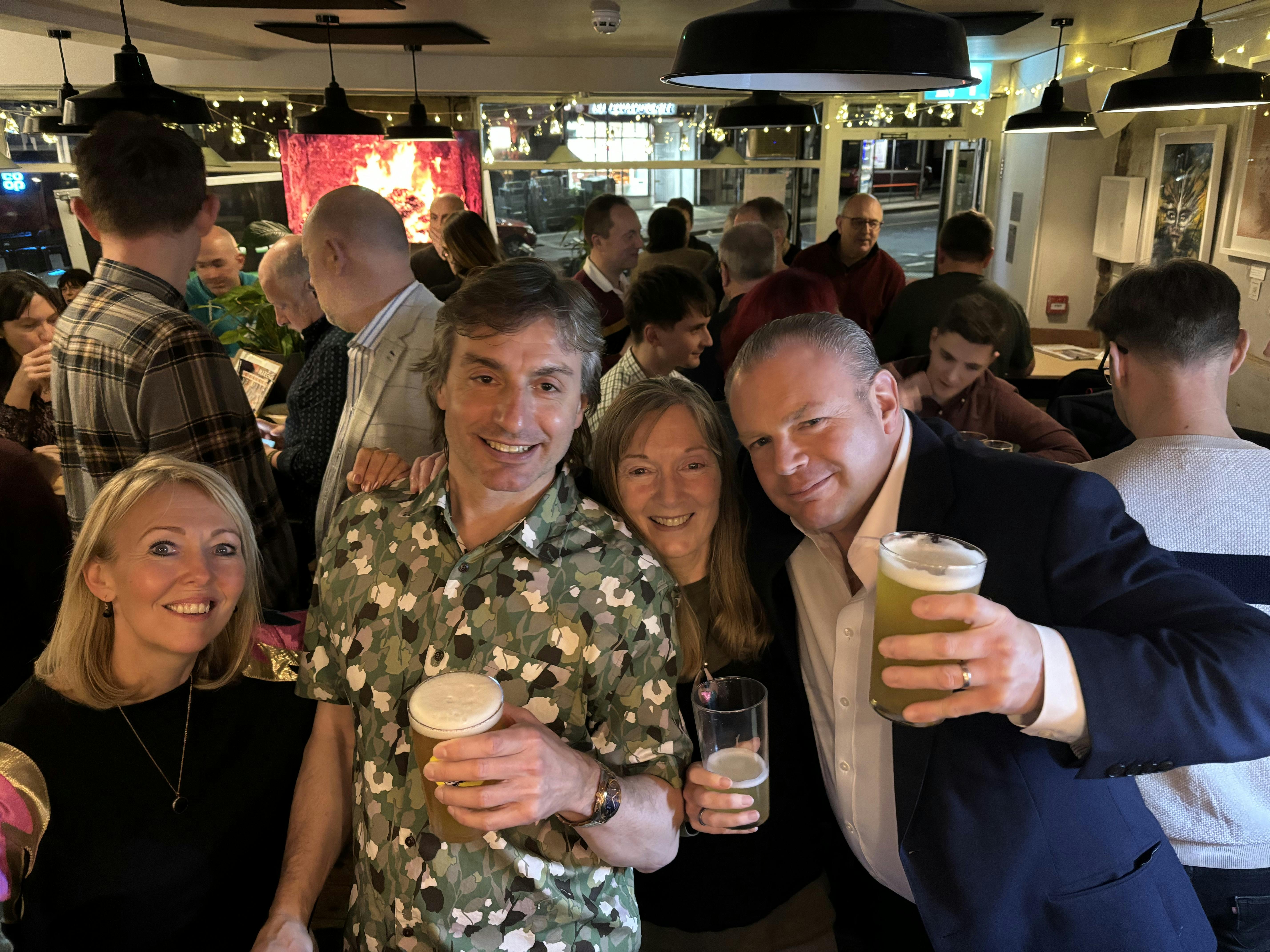 Lively networking event at Lost and Found Taproom Brighton with casual attire and drinks.