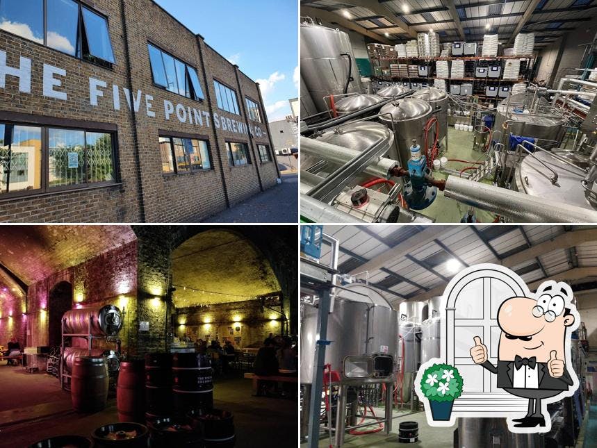 Courtyard at Five Points Taproom, modern brewery venue for corporate events and gatherings.